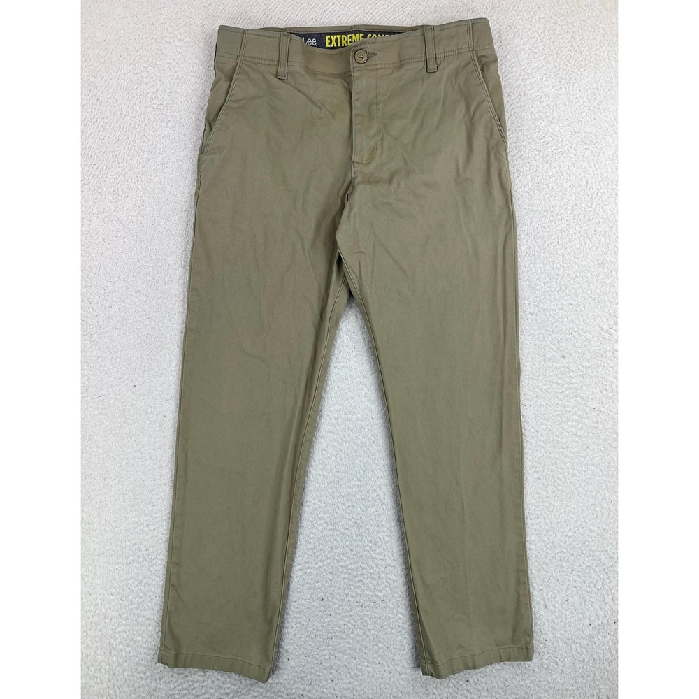 Lee Extreme Motion Pants Mens 34x30 Beige Slim Fit Stretch Chino Comfort Casual